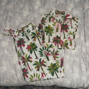 Printfresh Pajama Set with Green and Pink Tropical Print